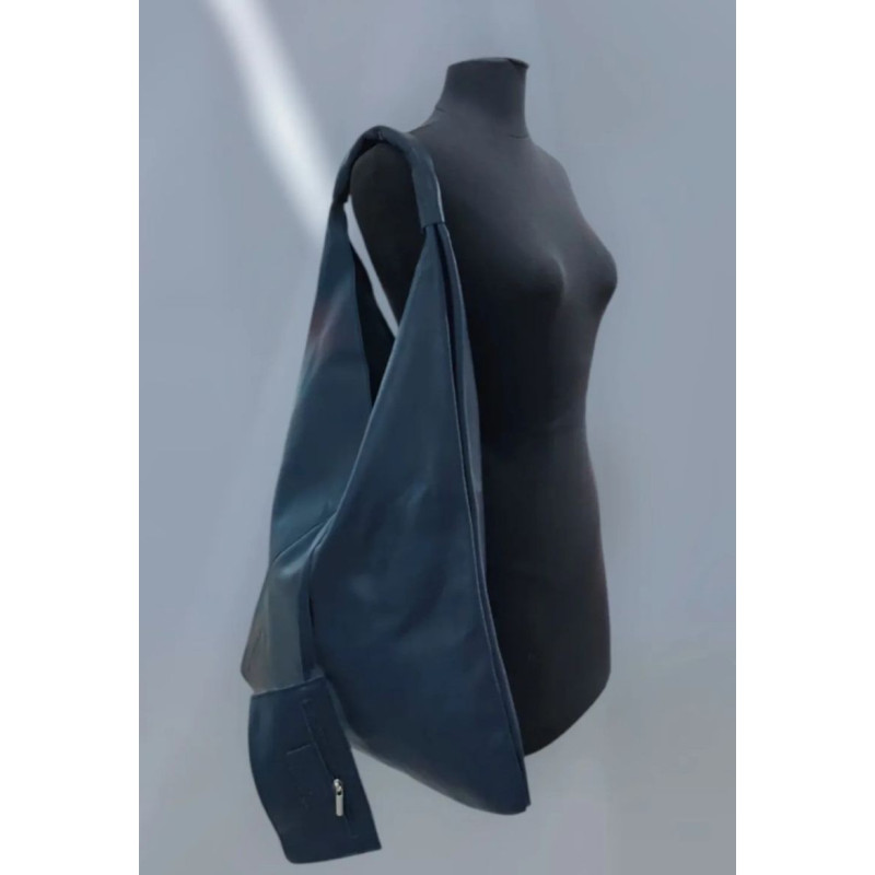 Sac porté épaule en cuir grainé avec pochette
