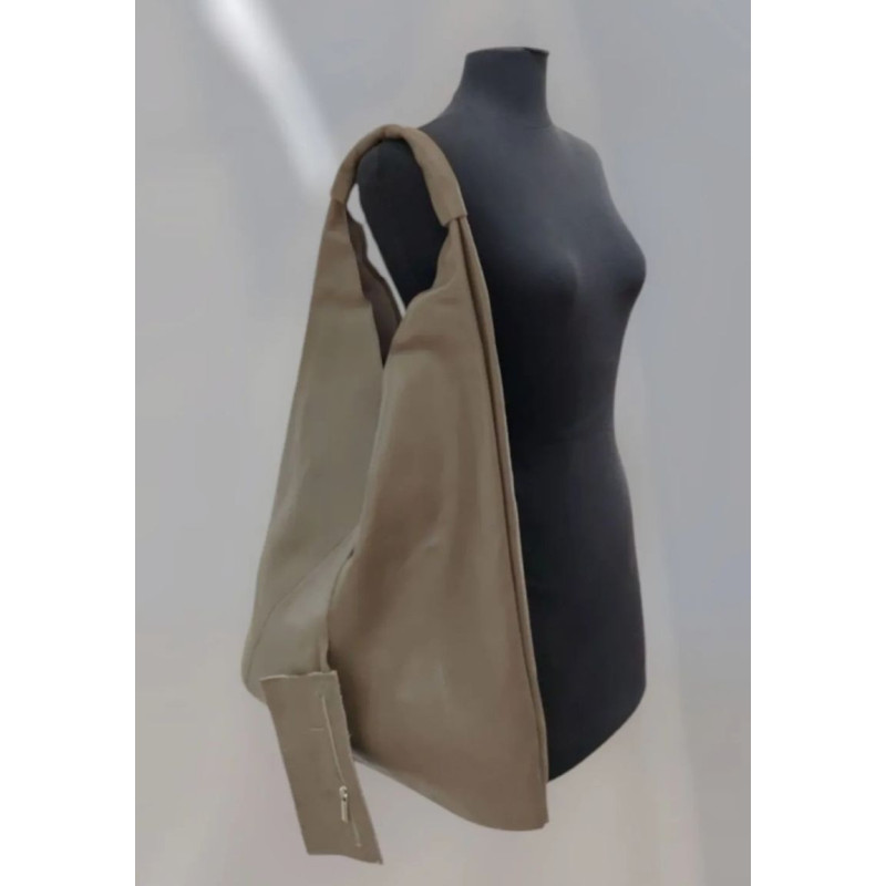 Sac porté épaule en cuir grainé avec pochette