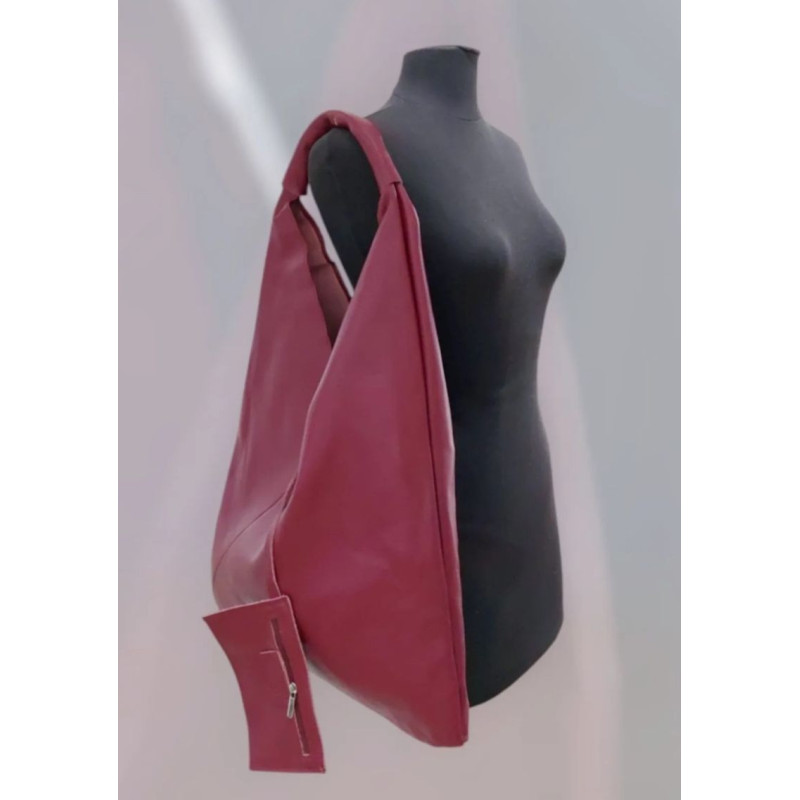 Sac porté épaule en cuir grainé avec pochette