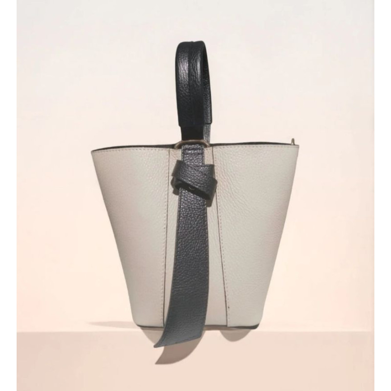 Sac bandoulière en cuir grainé avec pochette