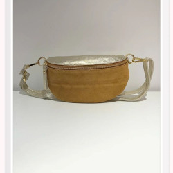 Sac Banane Bicolore En Cuir Et Daim