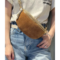 Sac Banane Bicolore En Cuir Et Daim