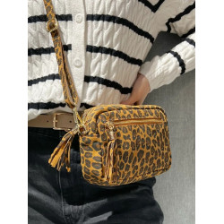 Sac Bandoulière en Cuir Motif Animal "Couleur Camel"