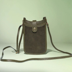 Pochette en Cuir Grainé et Daim