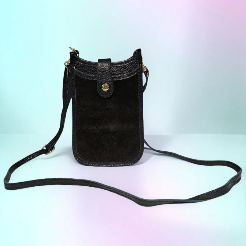 Pochette en Cuir Grainé et Daim