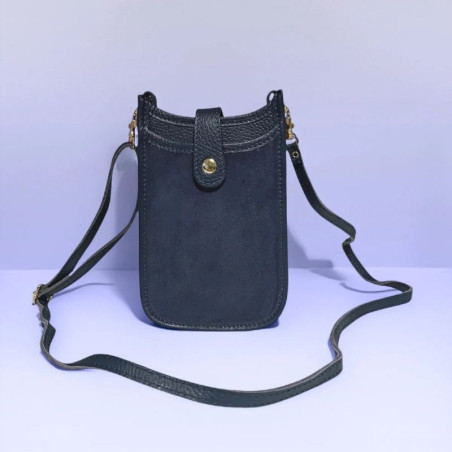 Pochette en Cuir Grainé et Daim