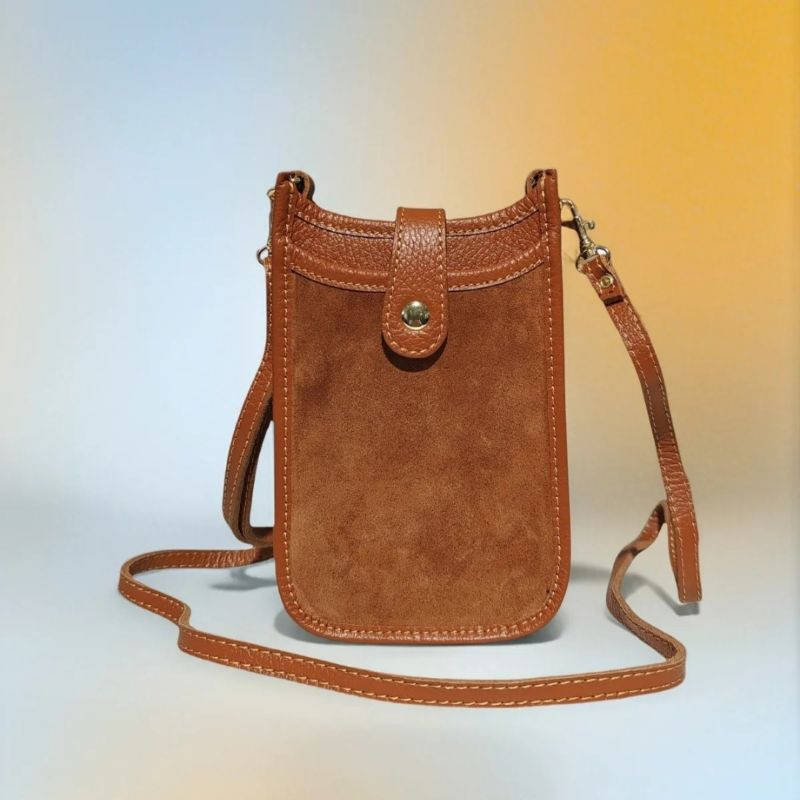 Pochette en Cuir Grainé et Daim