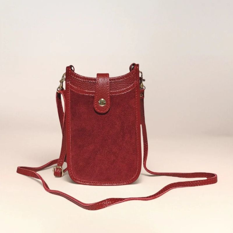 Pochette en Cuir Grainé et Daim
