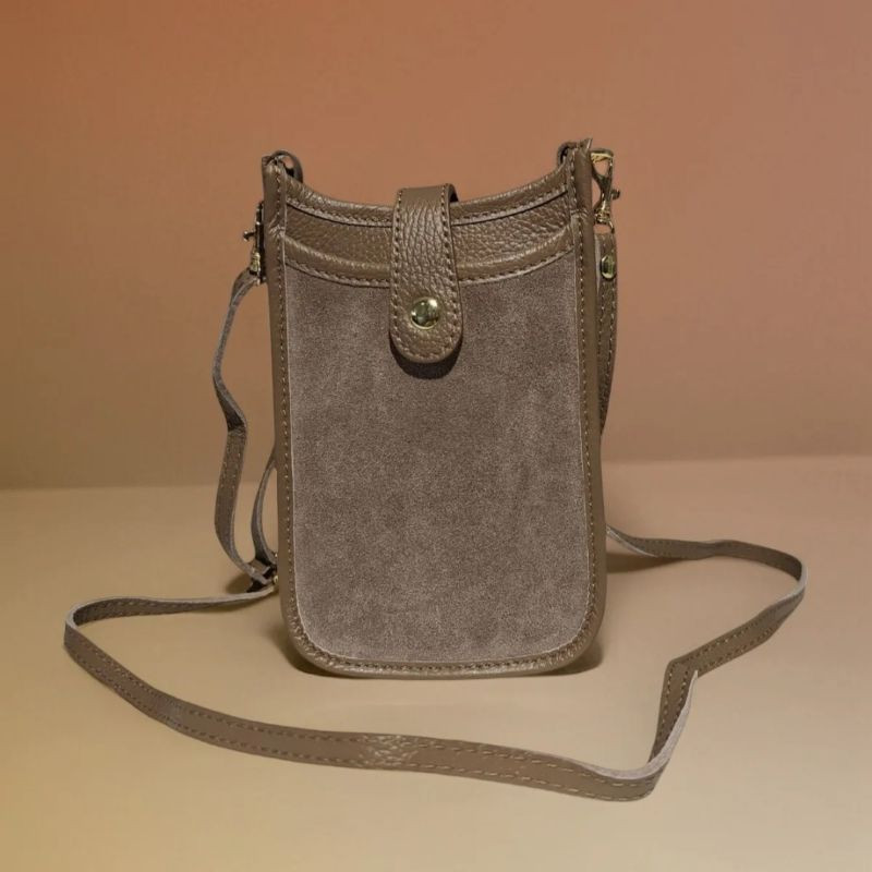 Pochette en Cuir Grainé et Daim
