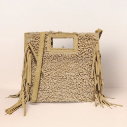 Sac Porté Main en Textile et Cuir avec bandoulière