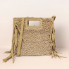 Sac Porté Main en Textile et Cuir avec bandoulière