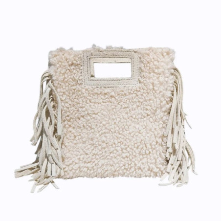 Sac Porté Main en Textile et Cuir avec bandoulière