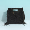 Sac Porté Main en Textile et Cuir avec bandoulière