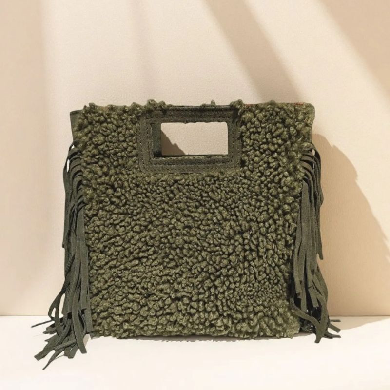 Sac Porté Main en Textile et Cuir avec bandoulière