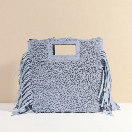 Sac Porté Main en Textile et Cuir avec bandoulière