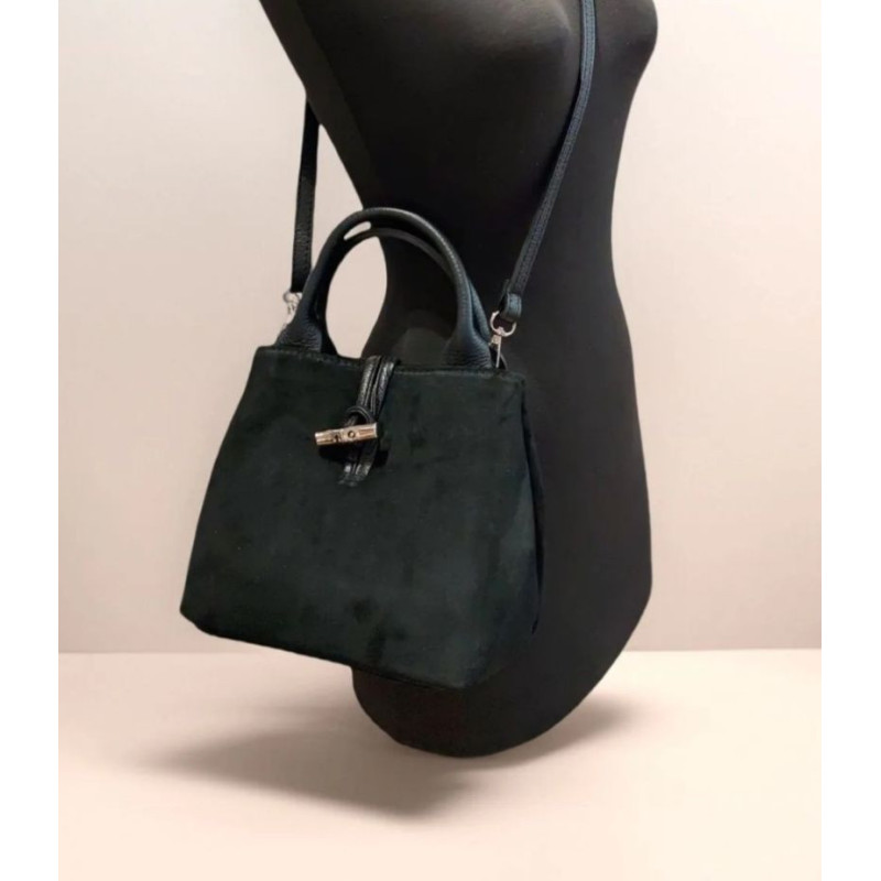 Sac porté main en daim avec bandoulière