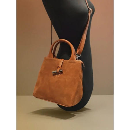 Sac porté main en daim avec bandoulière