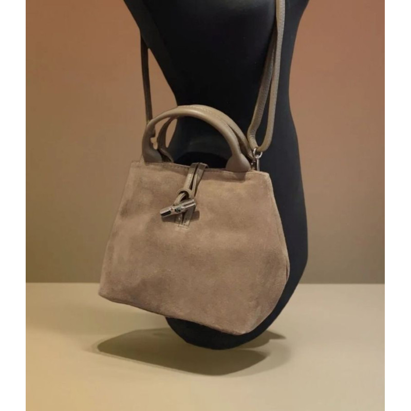 Sac porté main en daim avec bandoulière