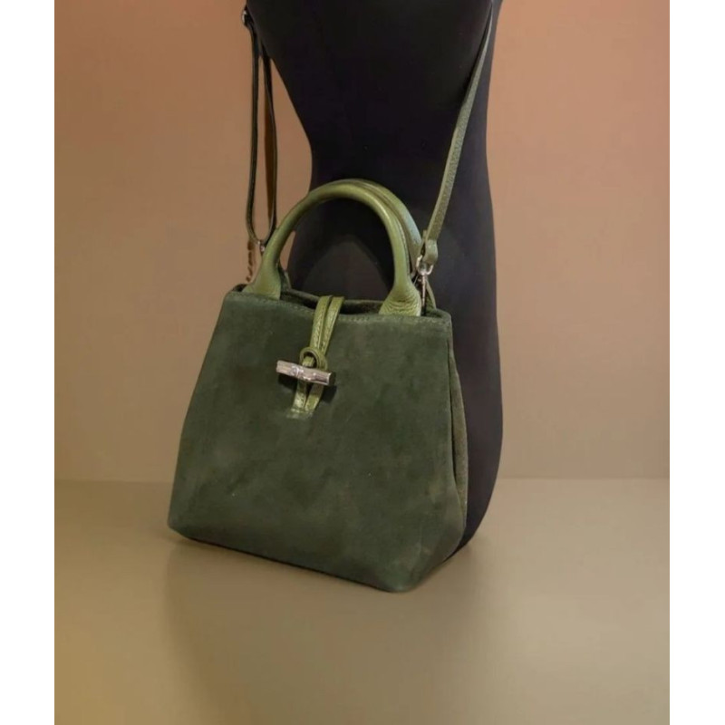 Sac porté main en daim avec bandoulière