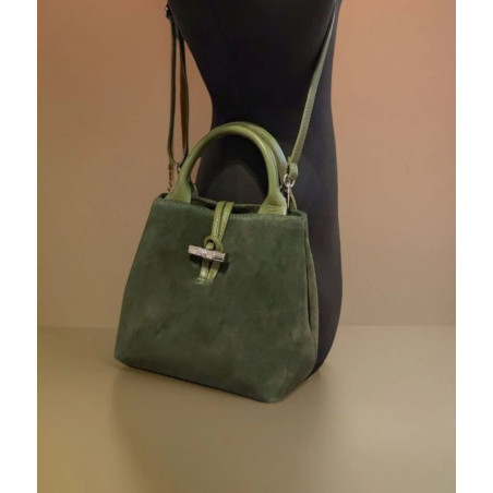 Sac porté main en daim avec bandoulière