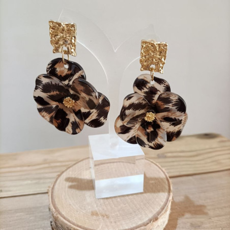Boucles d'oreilles Fleur "Motif Animal"