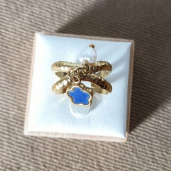 Bague Acier Inoxydable "trèfle et perle"
