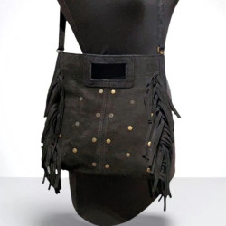 Sac porté main en daim "clouté"