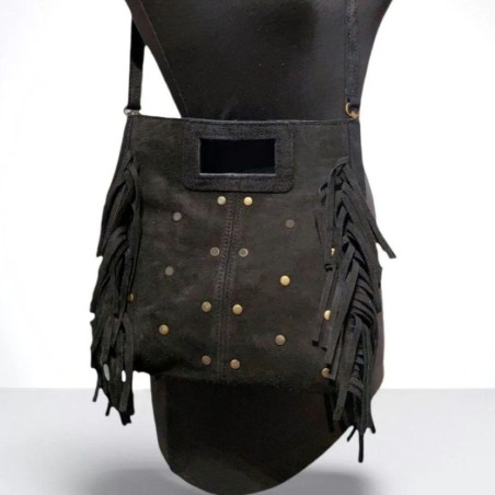 Sac porté main en daim "clouté"