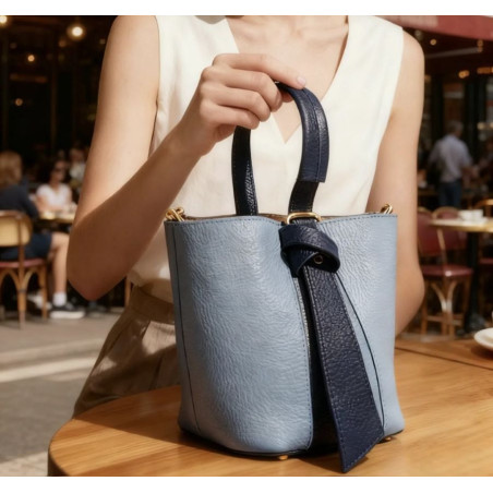 Sac bandoulière en cuir grainé avec pochette