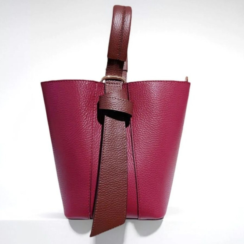Sac bandoulière en cuir grainé avec pochette