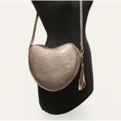 Sac Bandoulière "Coeur" en cuir Grainé ou Irisé