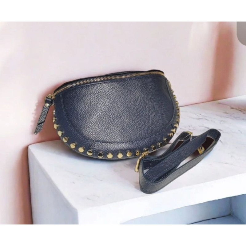 Sac Banane femme en Cuir Grainé " Clouté "