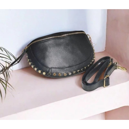 Sac Banane en Cuir Grainé " Clouté "