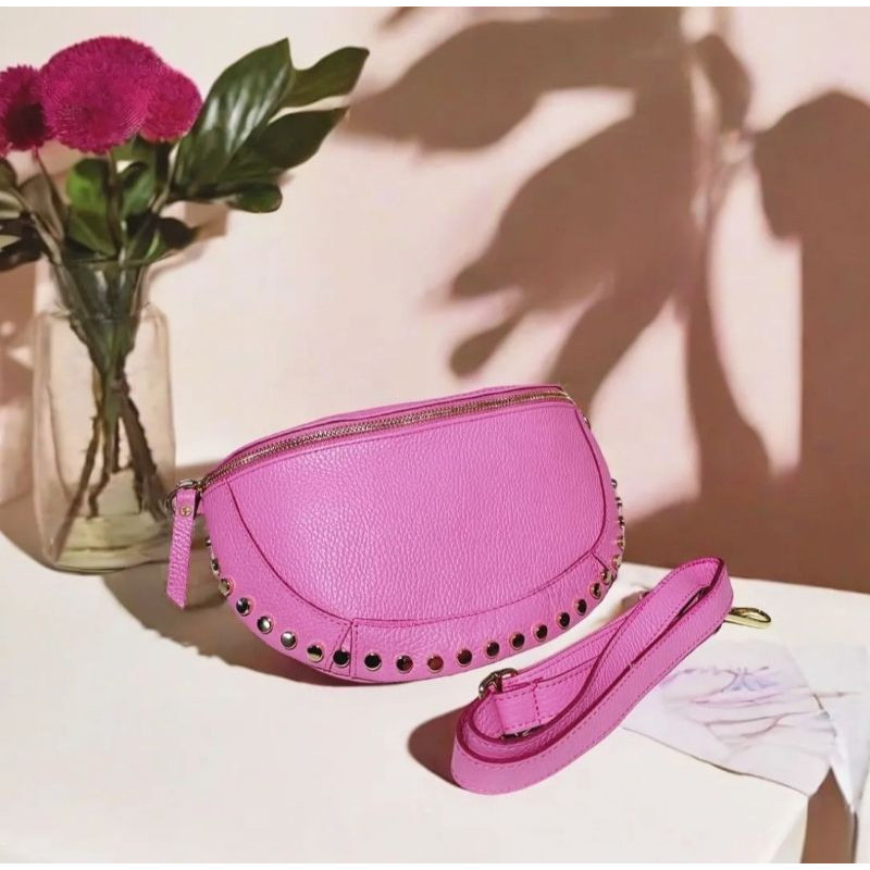 Sac Banane en Cuir Grainé " Clouté "