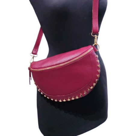 Sac Banane femme en Cuir Grainé " Clouté "