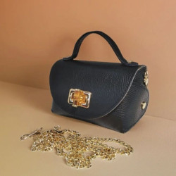 Sac A Mains en Cuir Grainé avec Chaînette