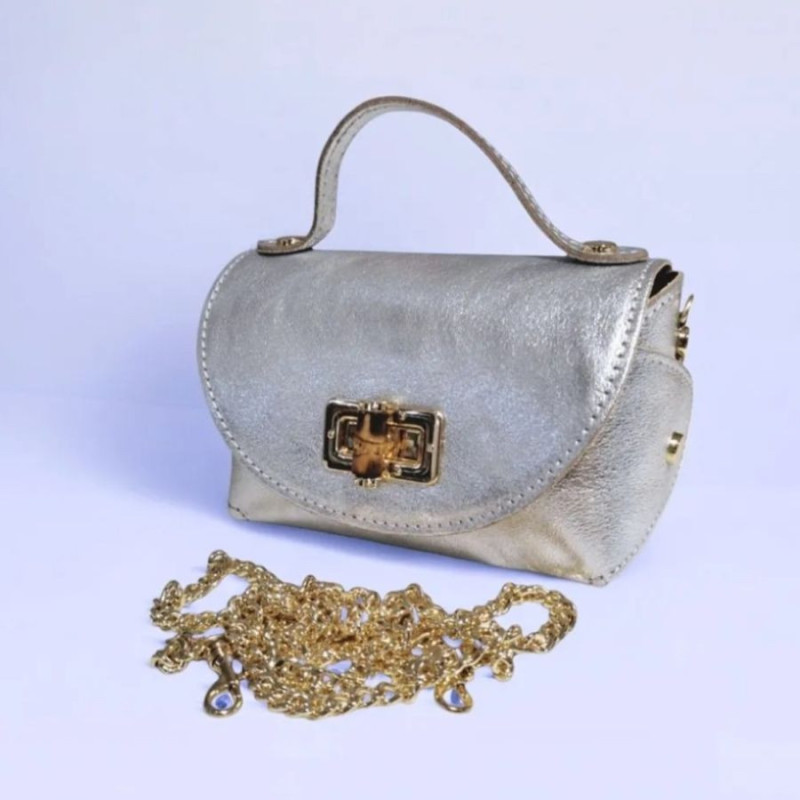 Sac A Mains en Cuir Grainé avec Chaînette