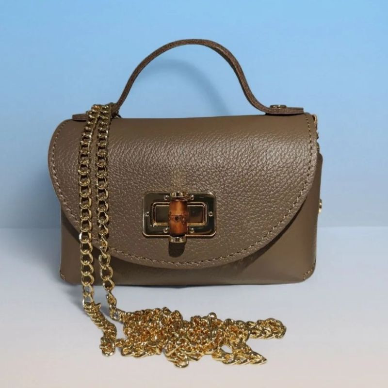 Sac A Mains en Cuir Grainé avec Chaînette