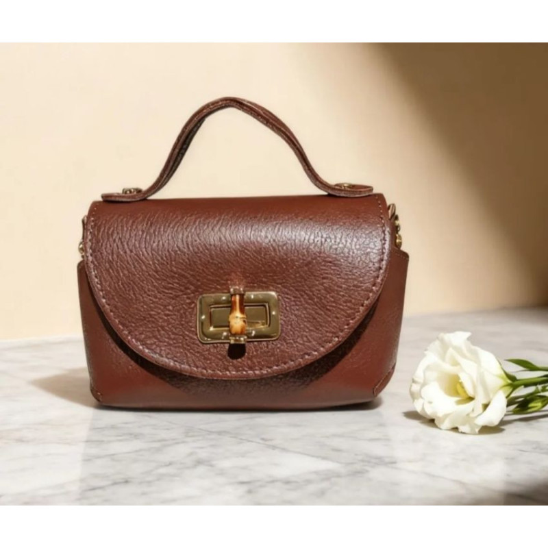 Sac A Mains en Cuir Grainé avec Chaînette