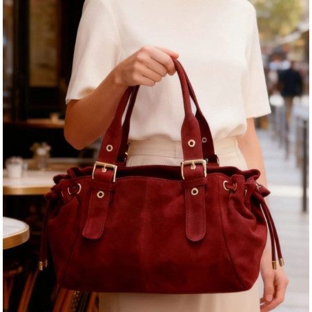 Sac à main femme en daim – cabas bohème chic, tendance campagne, cuir suédé
