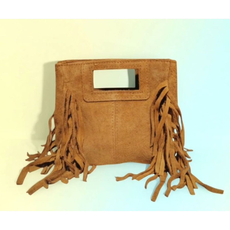 Petit Sac Bandoulière en Daim avec Franges