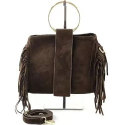 Sac à Mains en Daim avec Anses Anneaux Dorés