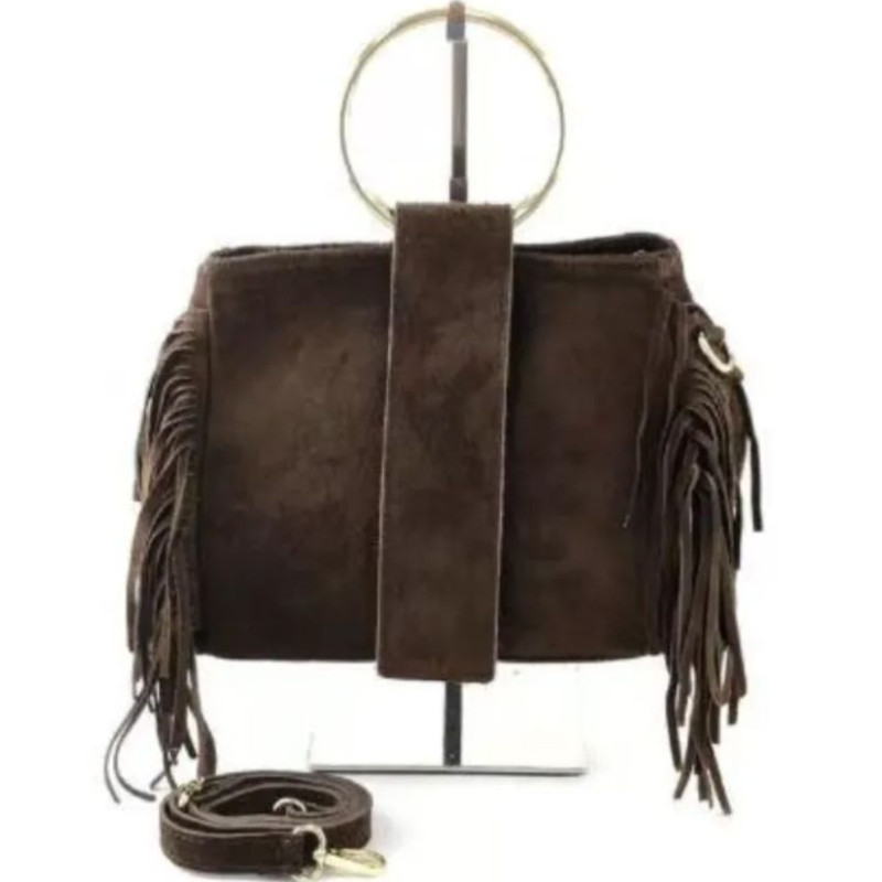 Sac à Mains en Daim avec Anses Anneaux Dorés