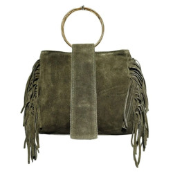 Sac à Mains en Daim avec Anses Anneaux Dorés