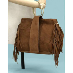 Sac à Mains en Daim avec Anses Anneaux Dorés