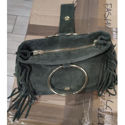 Sac à Mains en Daim avec Anses Anneaux Dorés