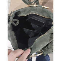 Sac à Mains en Daim avec Anses Anneaux Dorés