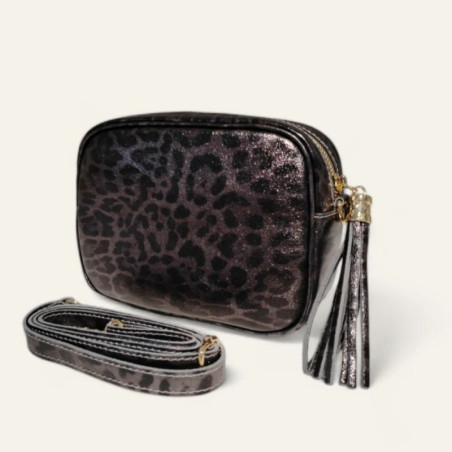 Sac bandoulière en Cuir irisé "Effet léopard"