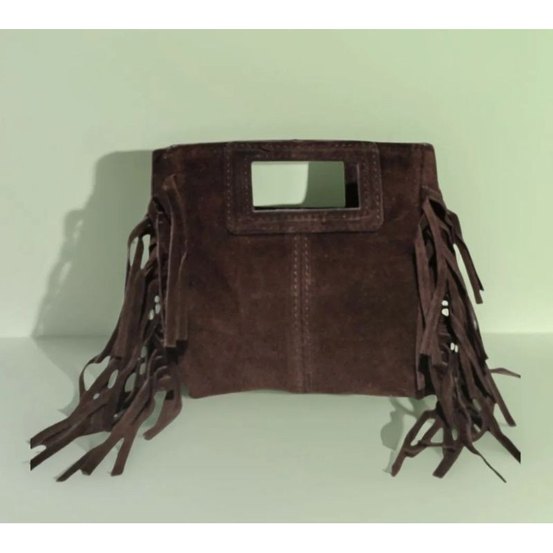 Petit Sac Bandoulière en Daim avec Franges