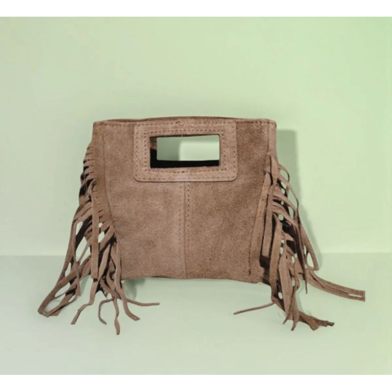 Petit Sac Bandoulière en Daim avec Franges